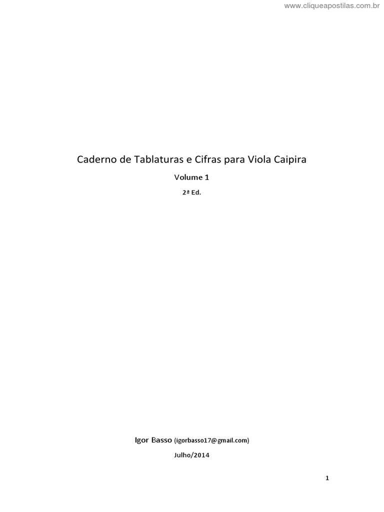 Caderno Cifras Viola Caipira Sertanejo Raiz Vol.4 – 49 Músicas em