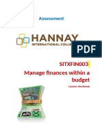 SITXFIN003 Manage Finances Within A Budget