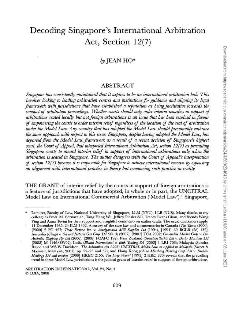 Decoding Singapore's International Arbitration Act, Section 12 PDF