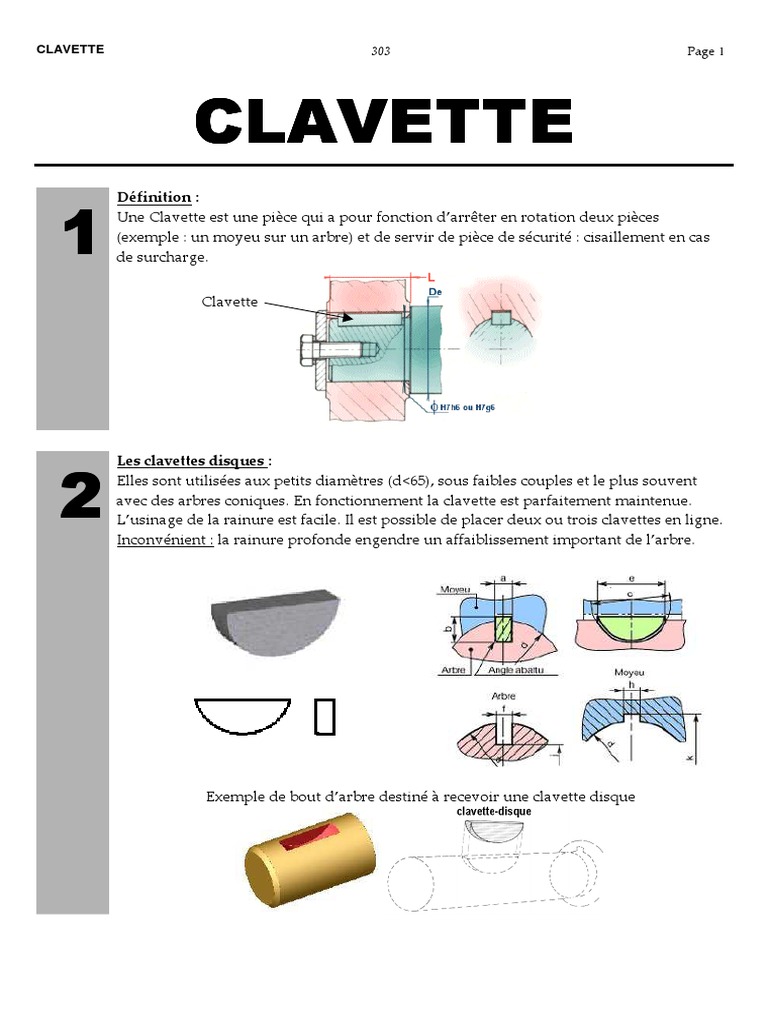 Types et rôles des clavettes mécaniques | PDF