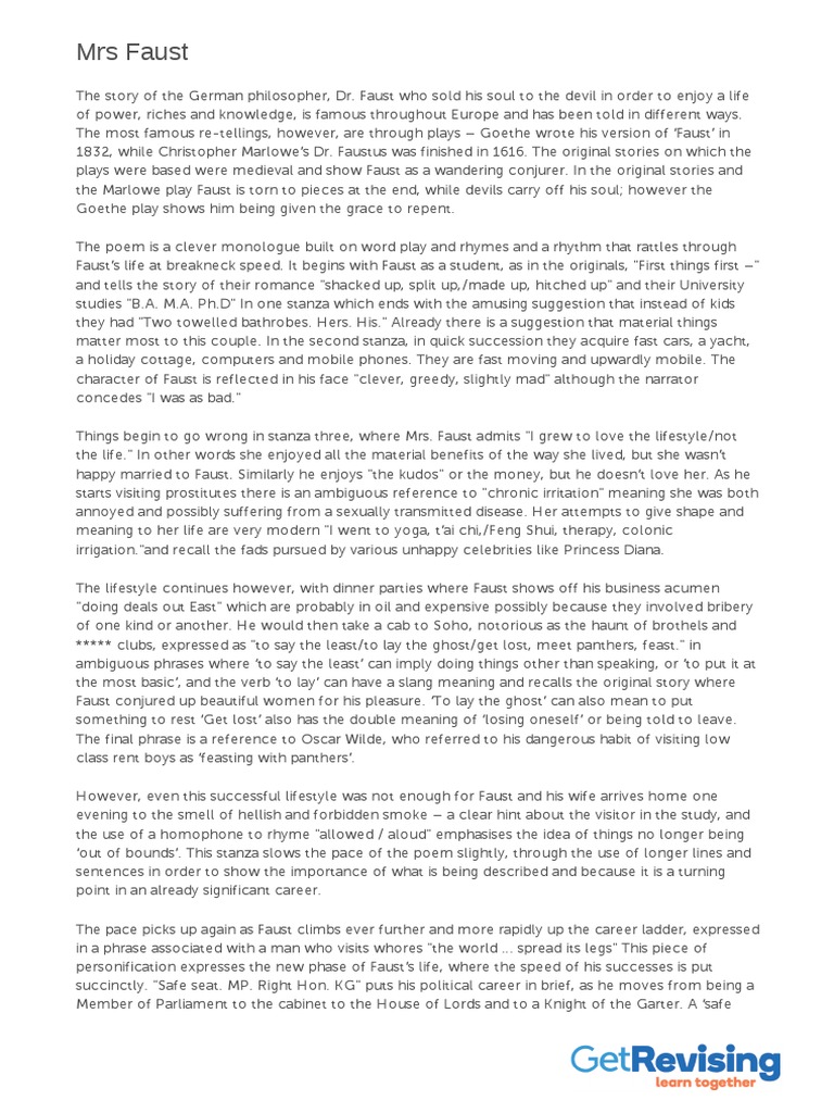 Mrs Faust PDF Faust Helen Of Troy