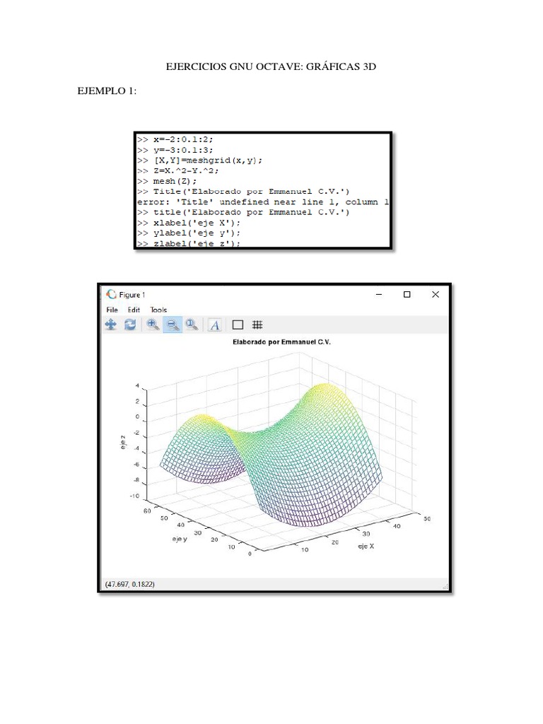 Ejercicios Gnu Octave 3d | PDF
