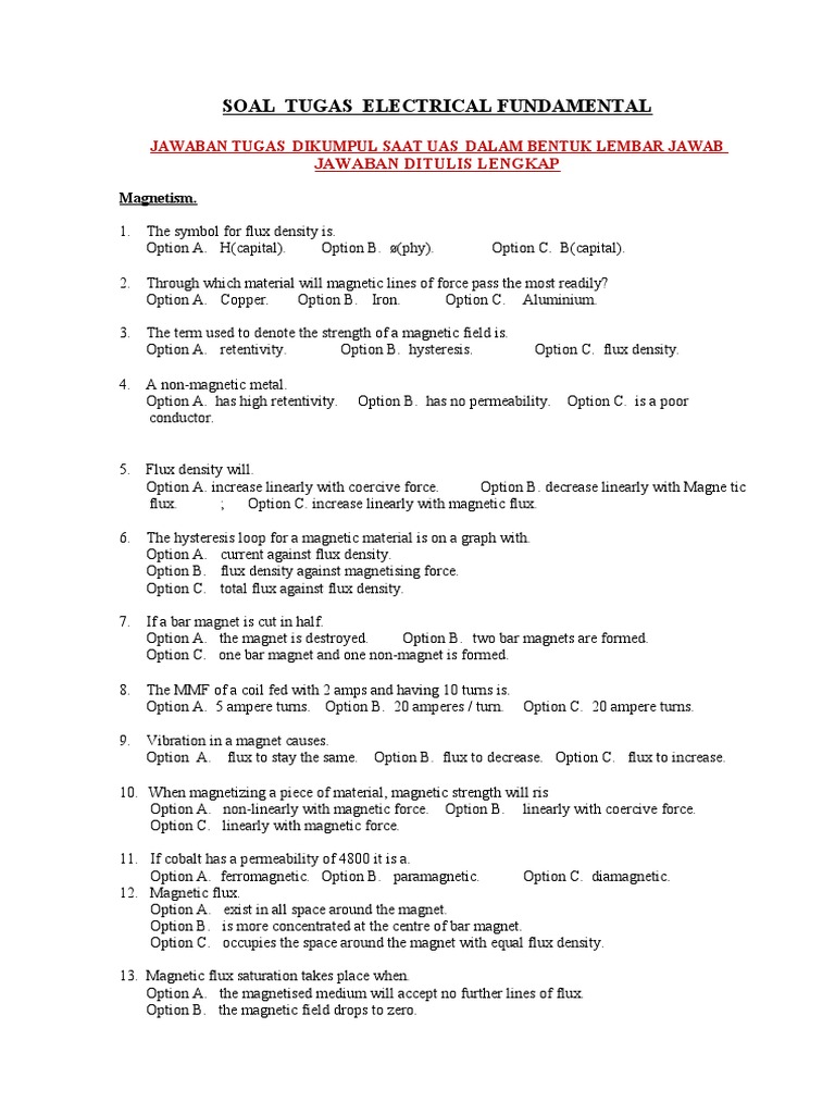 Soal Tugas Electrical Fundamental2020 Download Free Pdf Electric