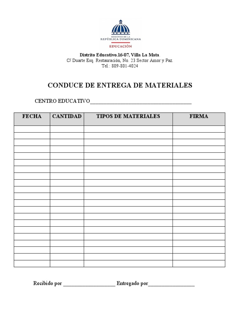 Conduce de Entrega de Materiales | PDF | Crecimiento personal y ...