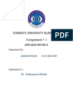Assignment # 1 Comsats University Islamabad: Applied Physics Submitted by