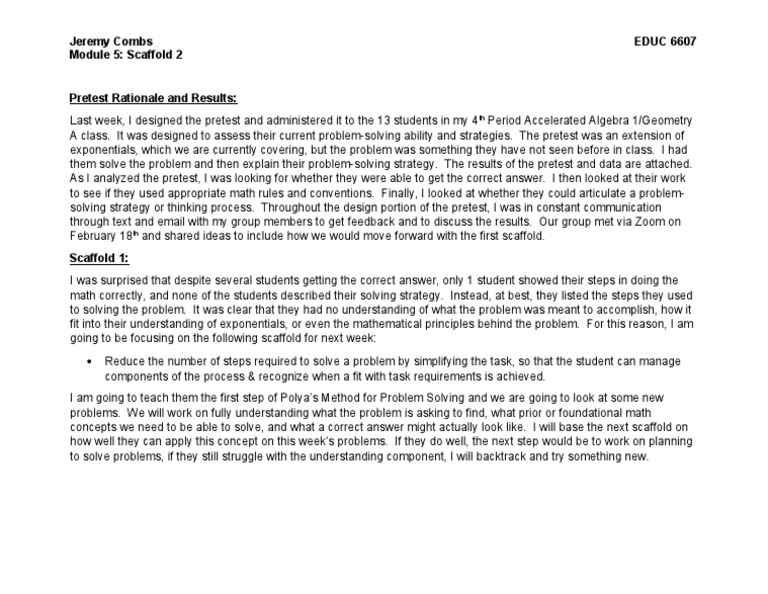 Jcombs Educ 6607 Module 5 Assignment Scaffold 1 | PDF | Teaching ...