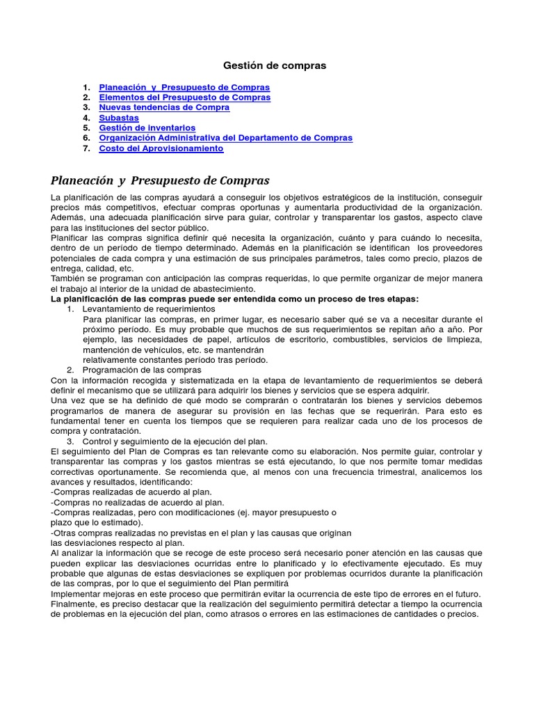 Gestión de Compras | PDF | Presupuesto | Obtención