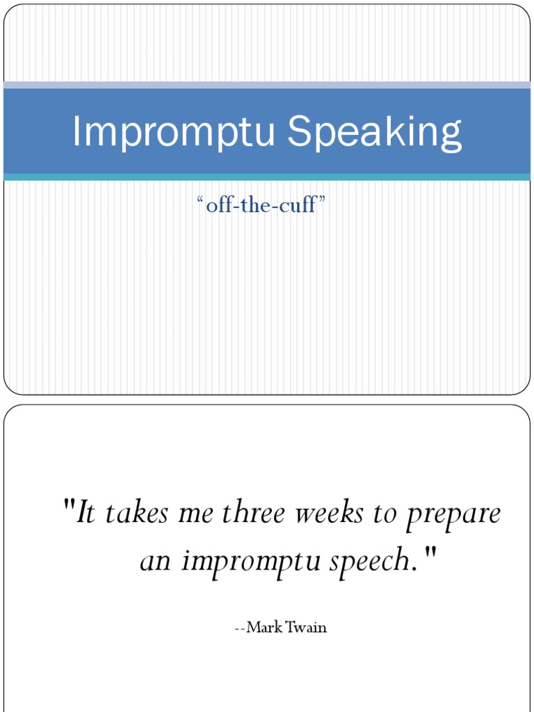 Impromptu Speaking "OffTheCuff " PDF