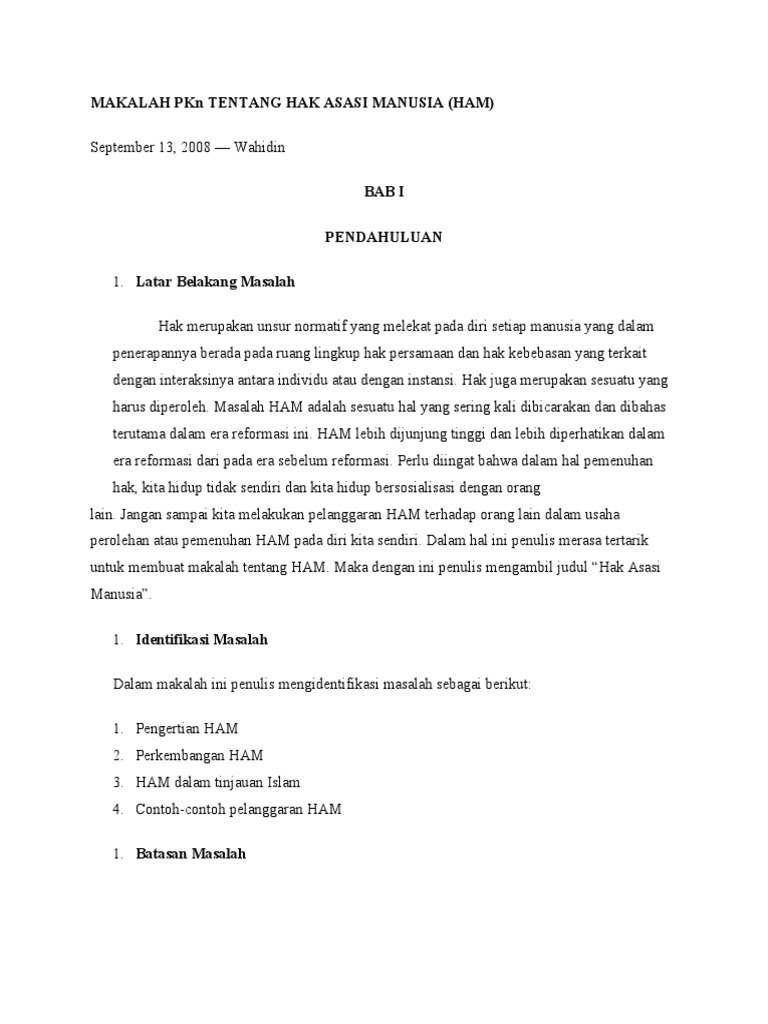 Makalah Pkn Tentang Hak Asasi Manusia