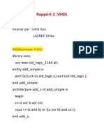 Rapport 2:VHDL: Réalisé Par: RAIS Aya LAZREK Ghita