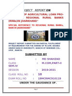 Project Report ON: "A Study of Agricultural Loan Pro-Vided by Regional Rural Banks (RRBS) in Jharkhand''