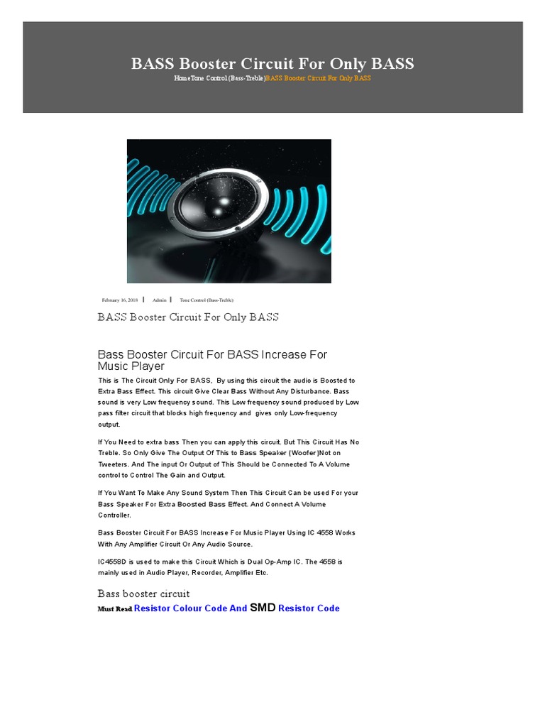 4558 Bass Booster Circuit Diagram | PDF