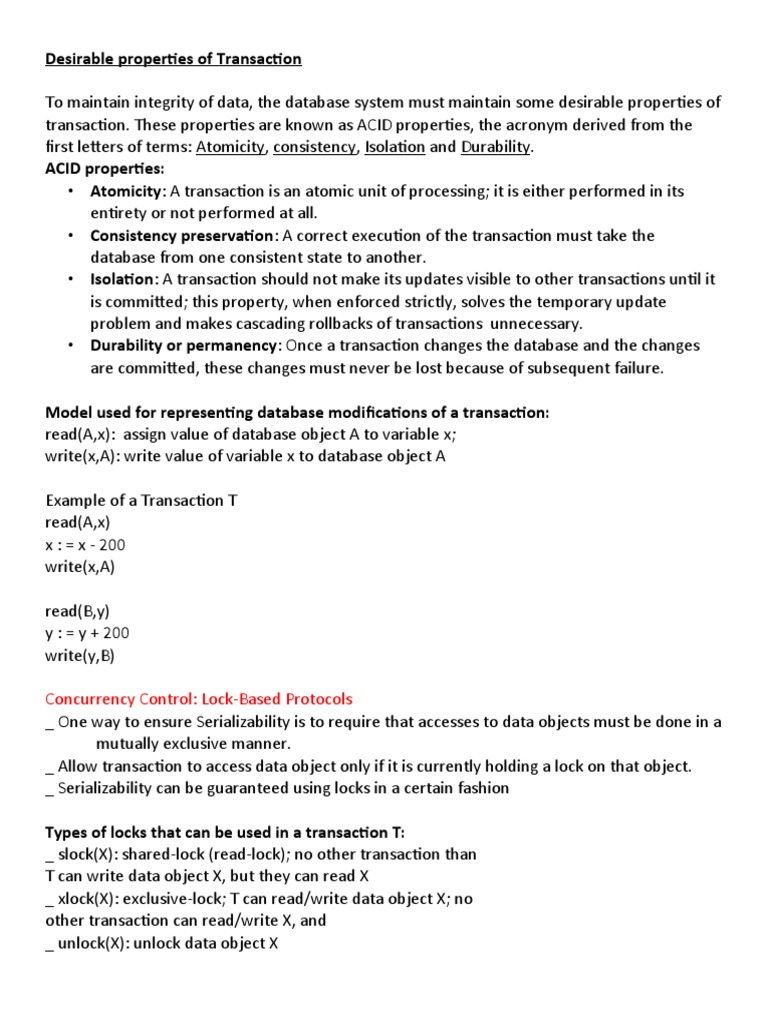 ACID Properties of Database Transactions | PDF | Database Transaction ...