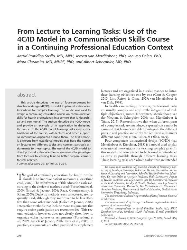 4CID Model in Communication Skills Course | PDF | Instructional Design ...