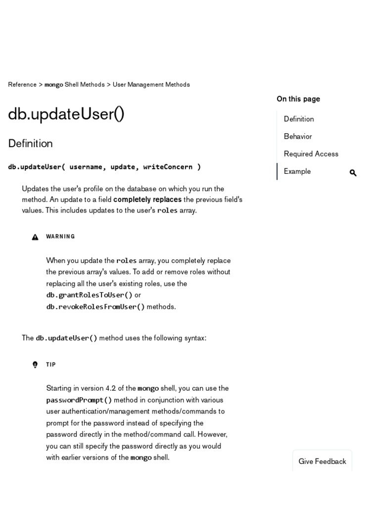 Update User Roles and Passwords in MongoDB | PDF | Transport Layer ...