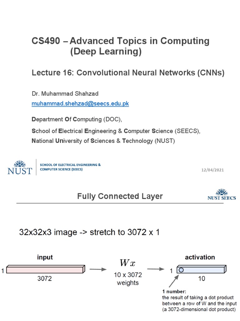 Cs490 Advanced Topics in Computing (Deep Learning) : Lecture 16 ...