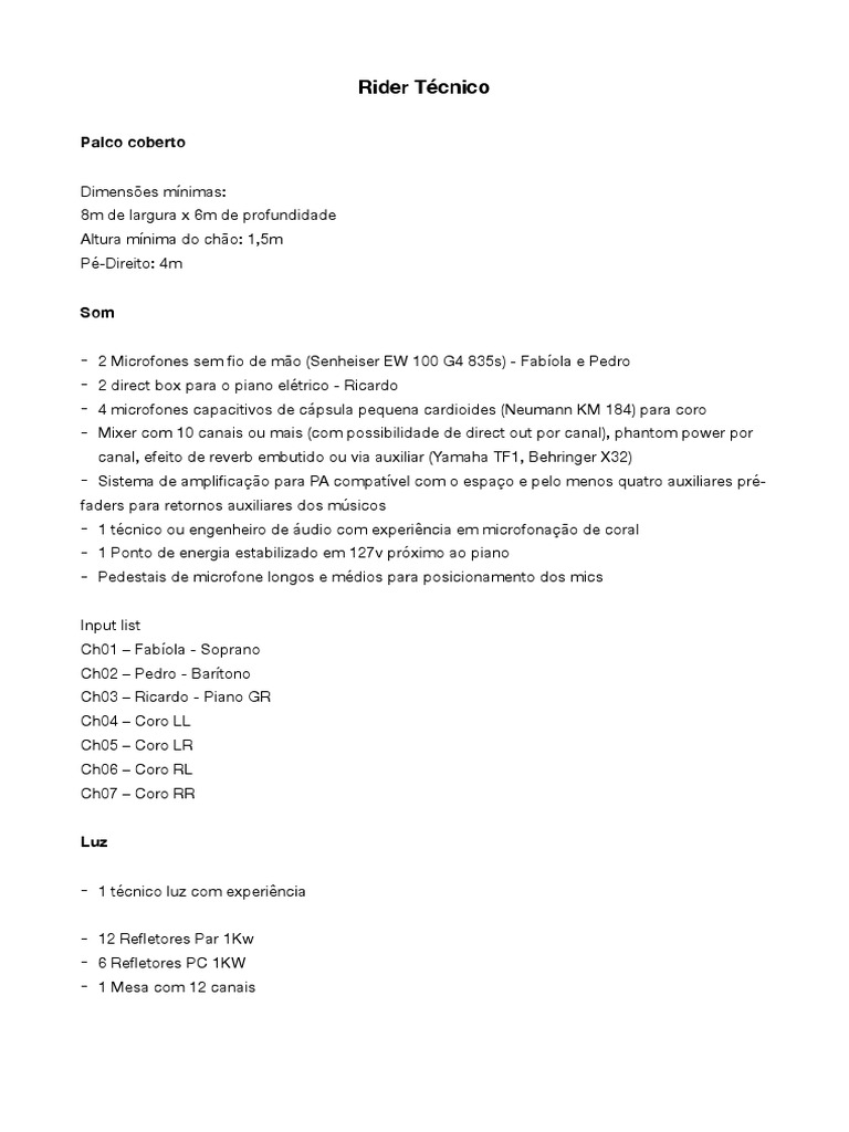 Rider Técnico, PDF, Canto