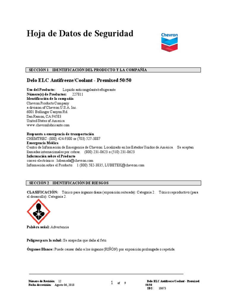3.msdsChevron Delo Elc 5050 PDF Toxicidad Agua