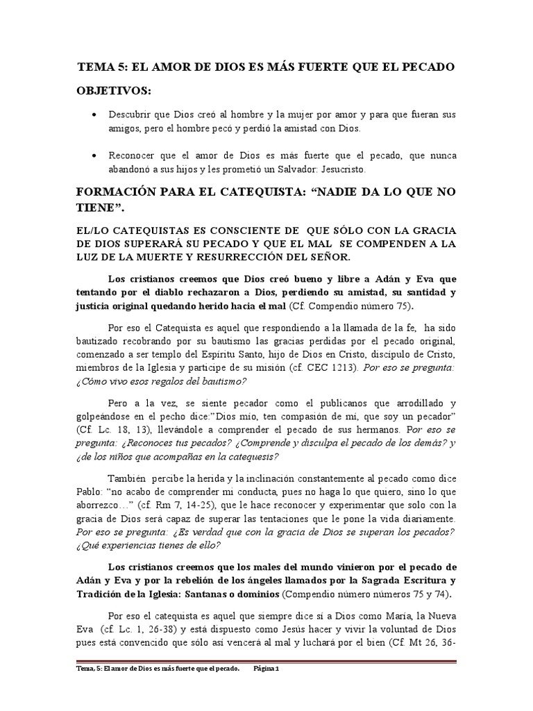 Amor de Dios vs. Pecado en Niños | PDF | María, madre de Jesús | Adán y Eva