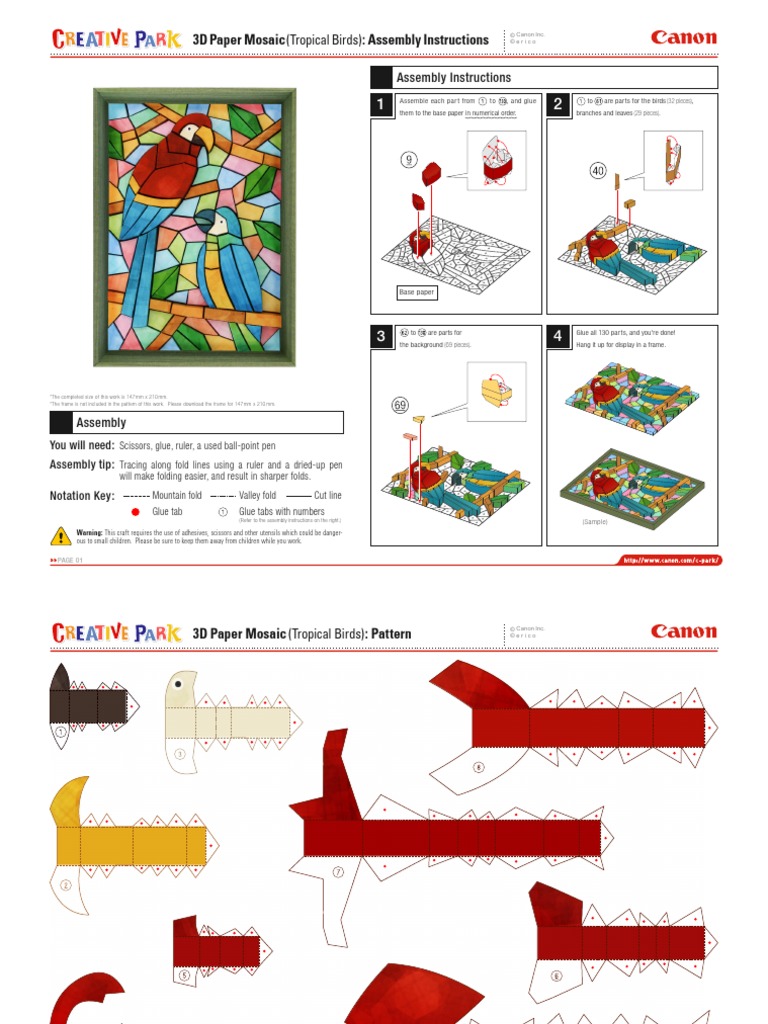 3d Paper Mosaic Assembly Instructions Pdf Conservation And