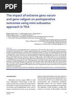 [25448978 - Romanian Journal of Orthopaedic Surgery and Traumatology] The impact of extreme genu varum and genu valgum on postoperative outcomes using mini-subvastus approach in TKA