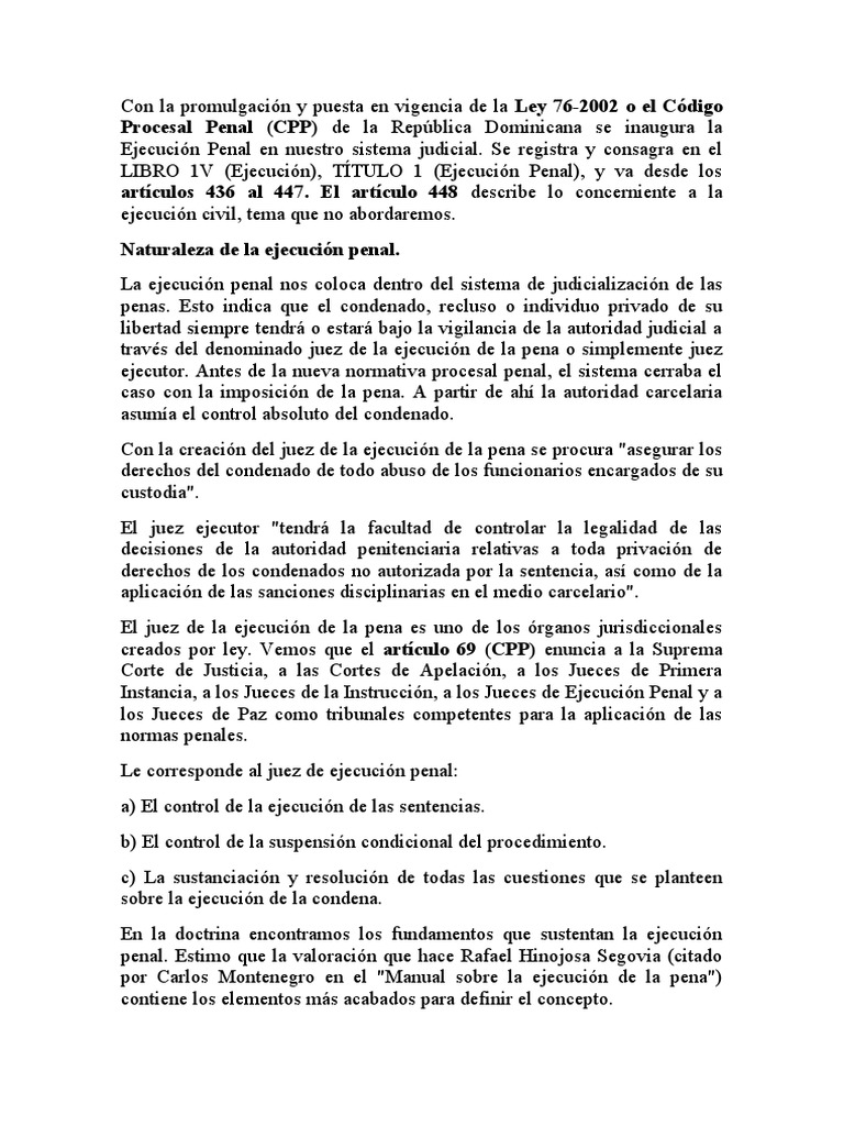 Juez de La Ejecucion de La Pena | PDF | Castigos | Derecho penal