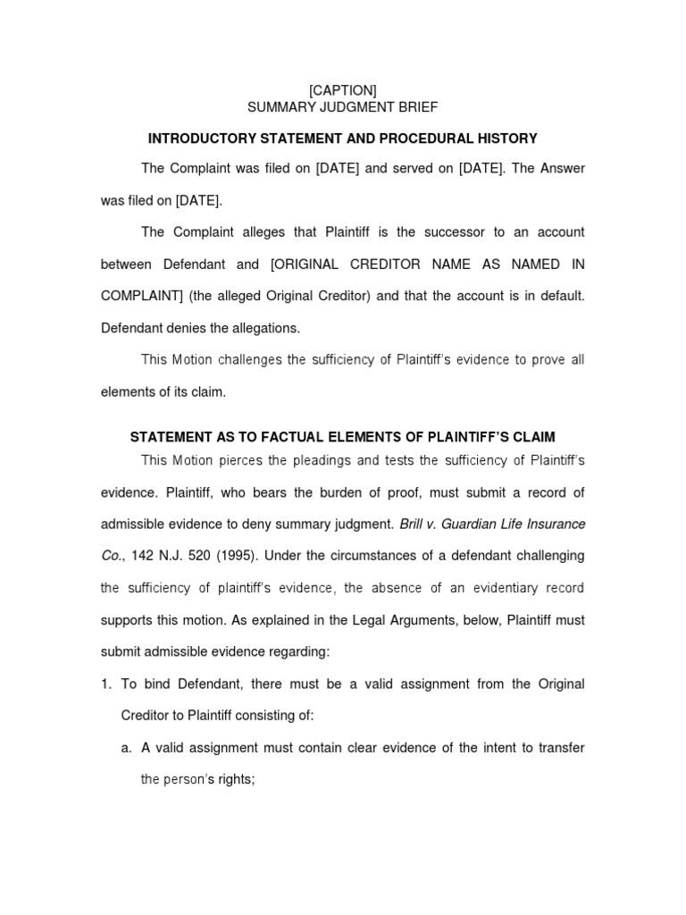 Introductory Statement and Procedural History | PDF | Assignment (Law ...