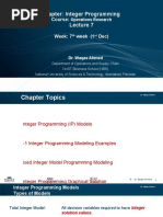 Chapter: Integer Programming: Course