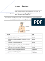 The Endocrine System - Questions: Worksheet 1