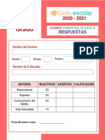 1 Grado Respuestas Examen Trimestral Bloque III 2020 2021