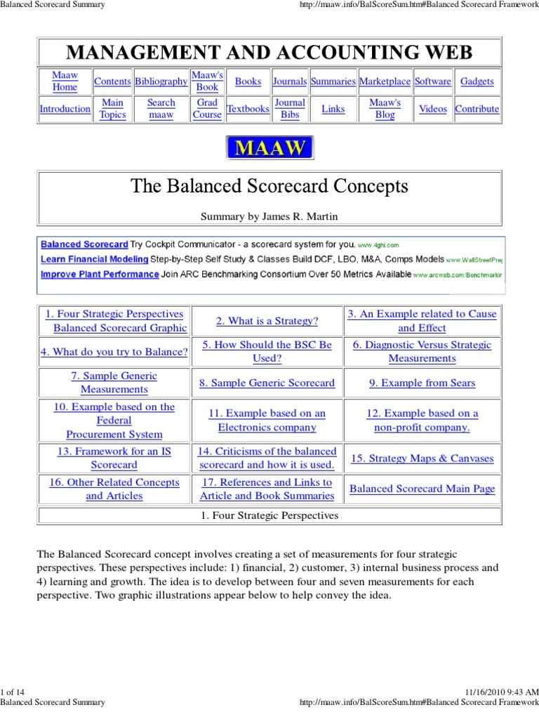 Balanced Scorecard Overview and Examples | PDF | Strategic Management ...