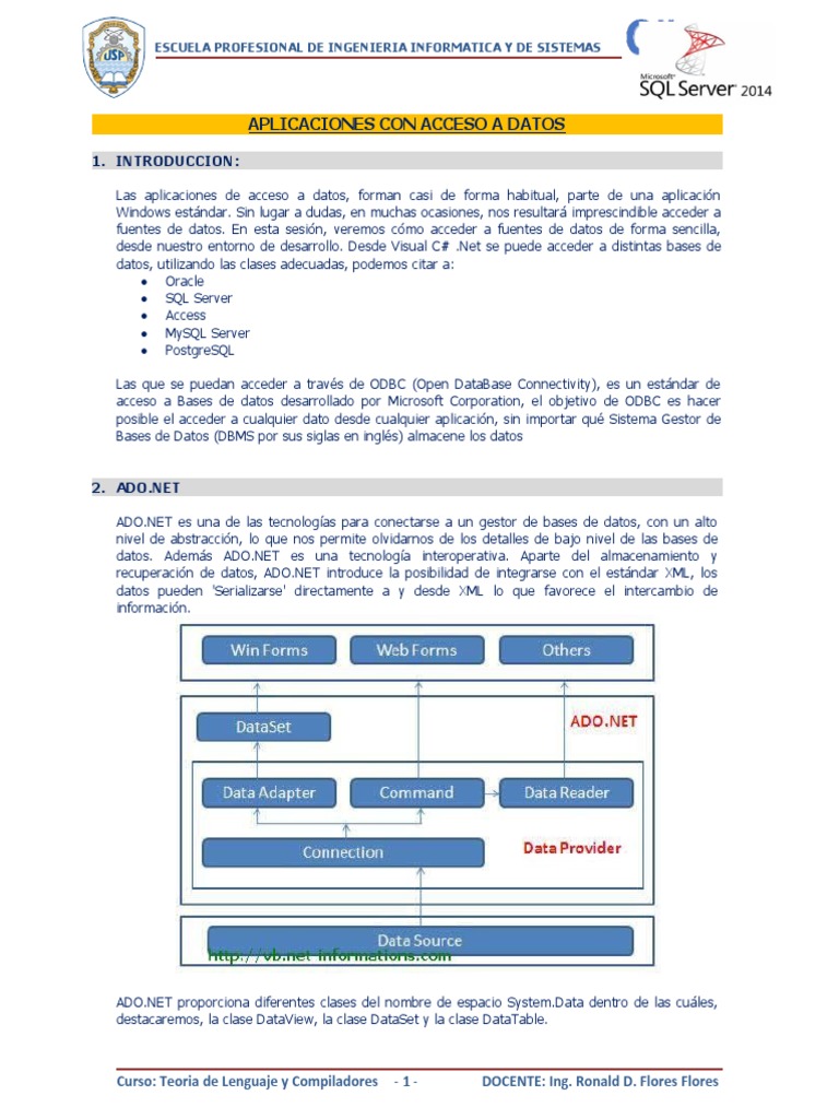 Introducción a ADO.NET en C# | PDF | .NET Framework | Active X Data Objects