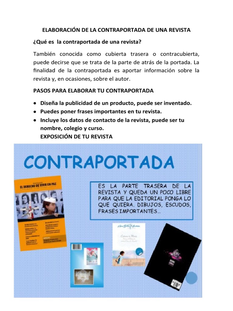 Elaboración de La Contraportada de Una Revista | PDF