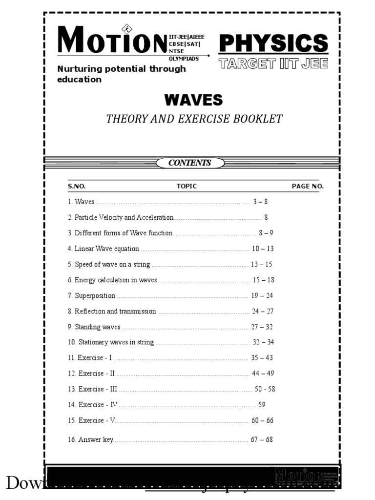 Waves: Theory and Exercise Booklet | PDF | Waves | Wavelength