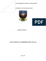 CH 101: Physical Chemistry Practicals: Determination of The Equilibrium Constant For A Chemical Reaction