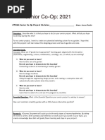 Aaron Petelo - Hthma Senior Co-Op Proposal 2021