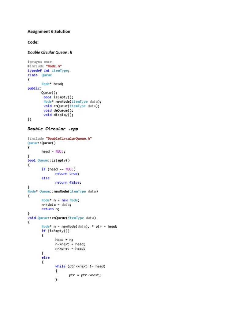 Assignment 6 Solution 21122020 072117pm | PDF | Queue (Abstract Data ...