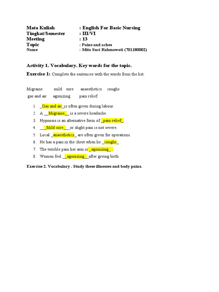 Meeting 13 Mita Suci R 701180002 Pdf Pain Headache