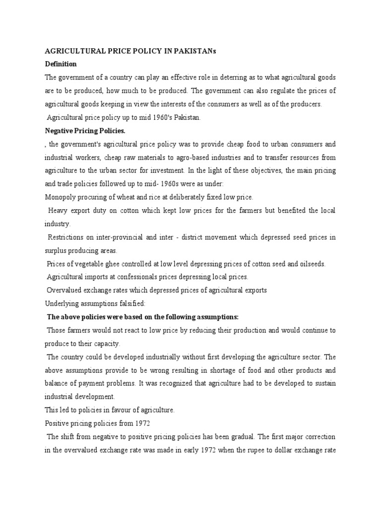 agricultural-price-policy-in-pakistan-pdf-exchange-rate-agriculture