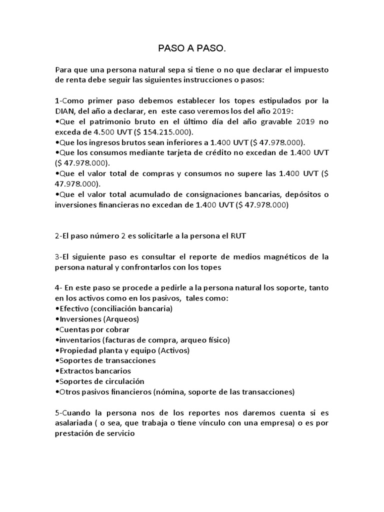 Paso A Paso para La Declaracion de Renta Persona Natural (Legis) | PDF ...