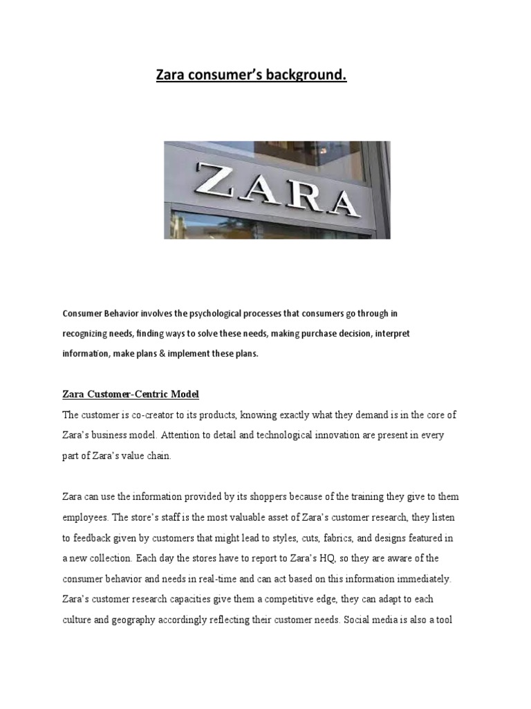 Zara Consumer Background PDF Consumer Behaviour Behavior