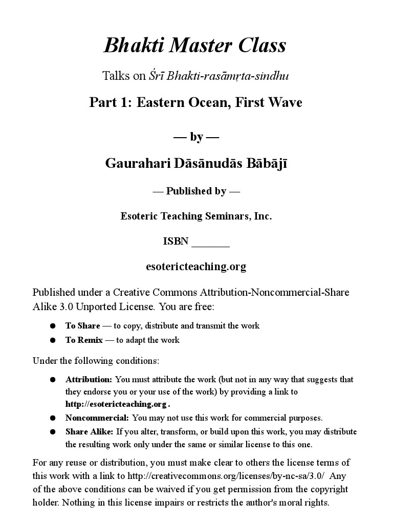 Bhakti Master Class Part 1 | PDF | Bhakti | Bhagavata Purana