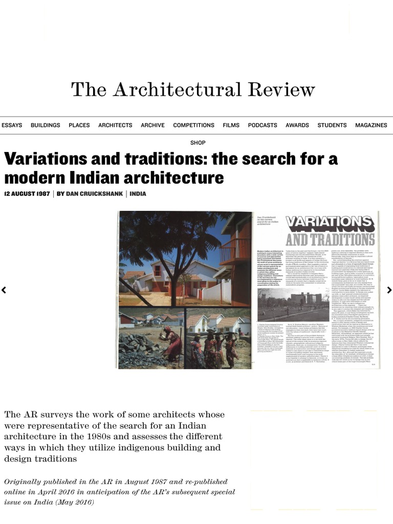 Variations and Traditions - The Search For A Modern Indian Architecture ...