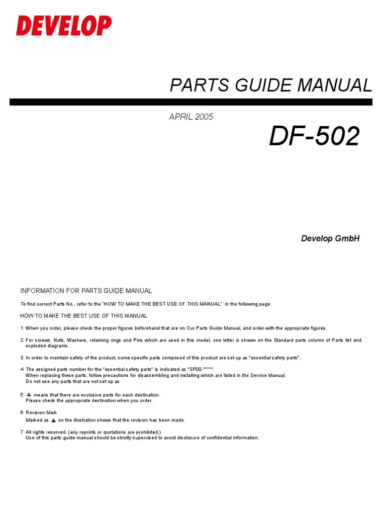 DF 502 Parts | PDF | Belt (Mechanical) | Mechanical Engineering