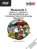 Research I: Quarter 3 - Module 3: Standard Methods and Techniques Used in Performing Experiments