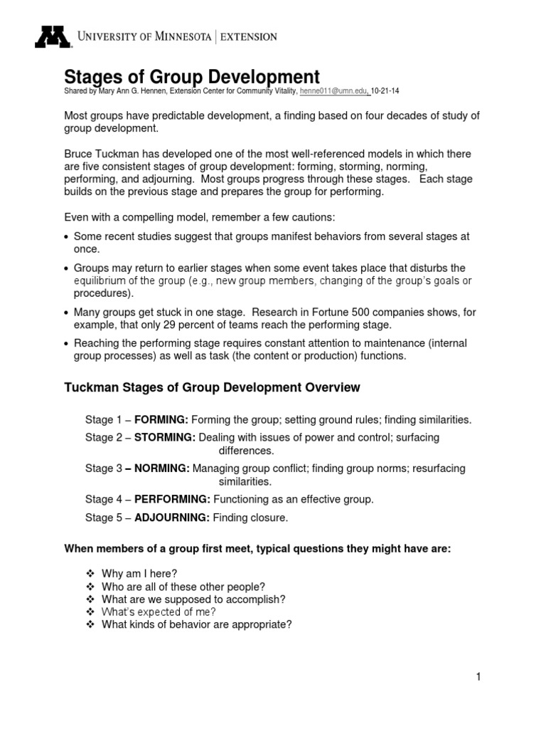 Stages of Group Development 102114 Extension Presentation PDF