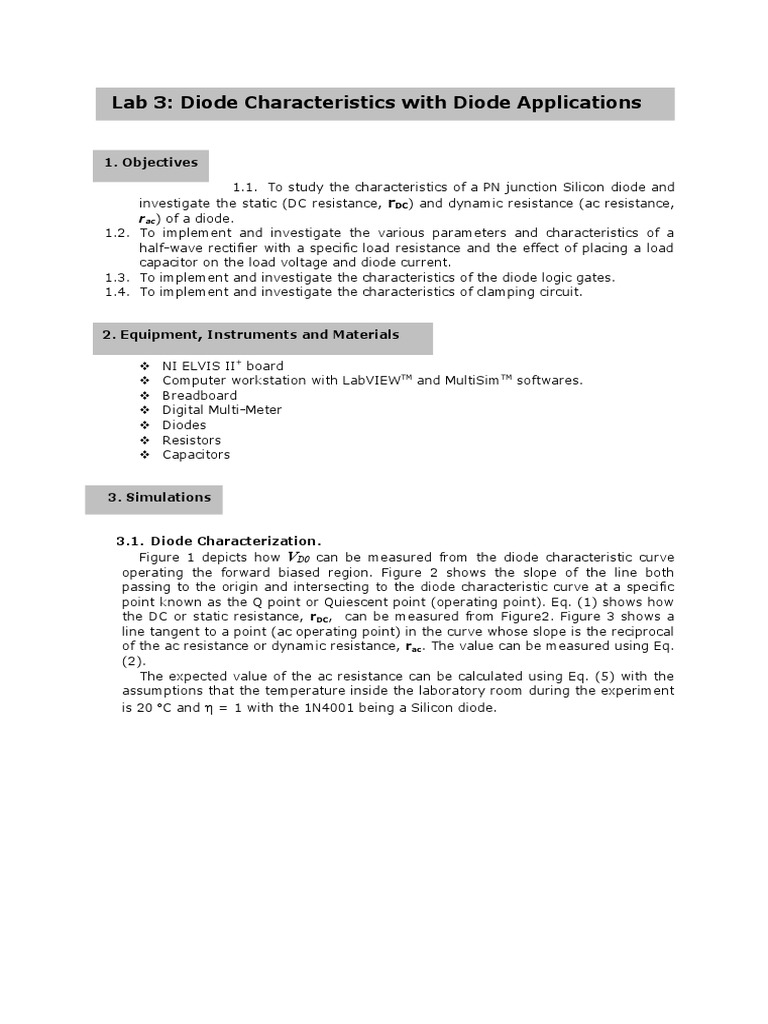 Lab 3 Diode Characteristics With Applications | PDF | Root Mean Square ...