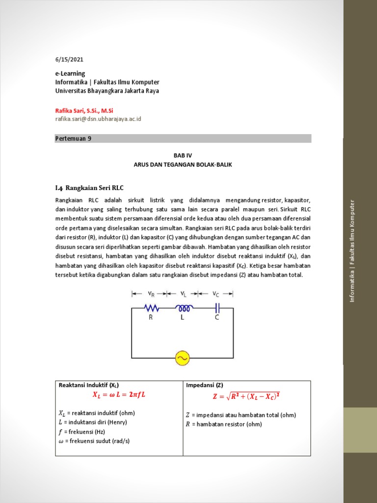 Rumus Rangkaian RLC dan Daya AC | PDF | Sains & Matematika