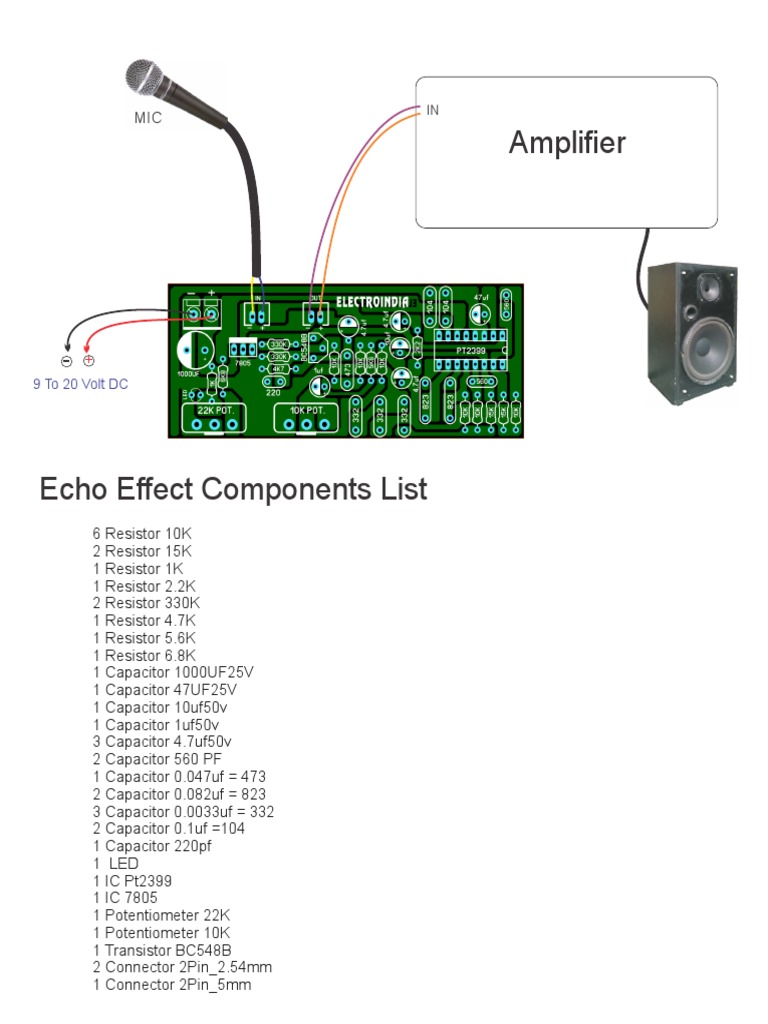 ELECTROIND Echo Effect Preamp Board For Microphone With PT2399 IC DIY | PDF