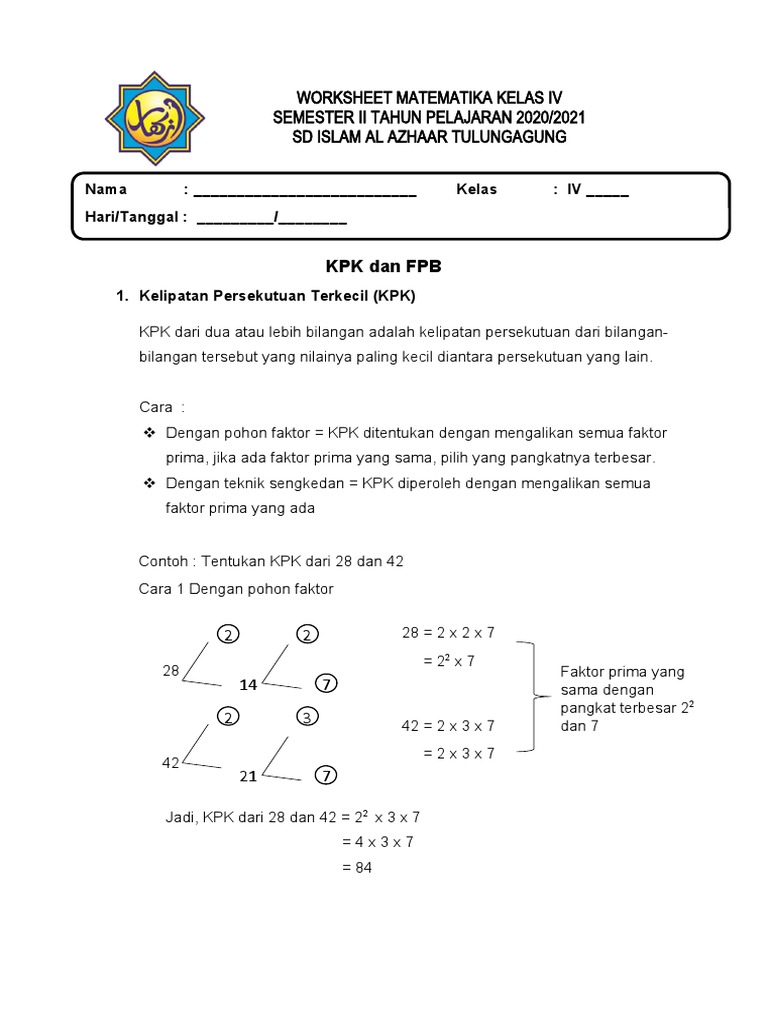 (KPK Dan FPB) MATEMATIKA | PDF